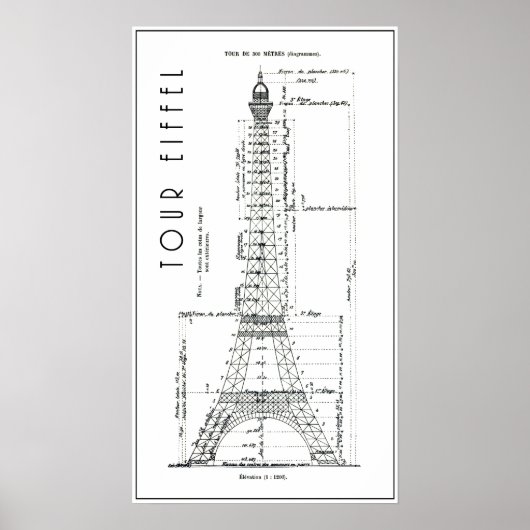 1886 EIFFEL TOWER ENGINEERS PLAN POSTER (Vorne)