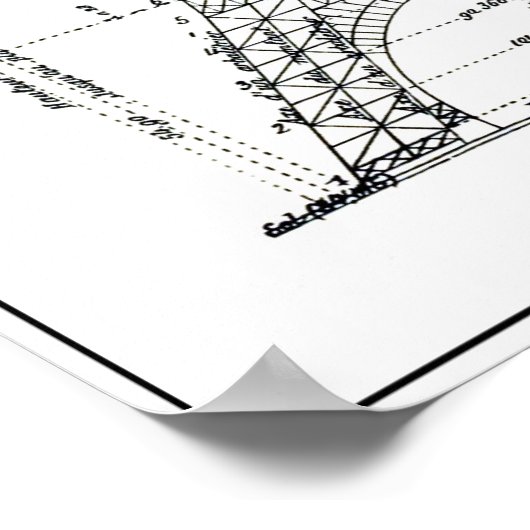 1886 EIFFEL TOWER ENGINEERS PLAN POSTER (Ecke)