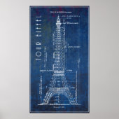 1886 Eiffelturm Engineering Blueprint Poster (Vorne)