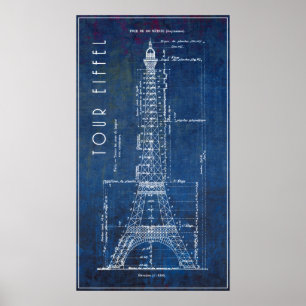 1886 Eiffelturm Engineering Blueprint Poster