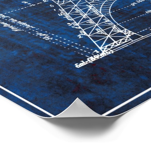 1886 Eiffelturm Engineering Blueprint Poster (Ecke)