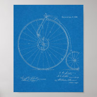 1886 Entwurf des Hoch-Rad-Fahrraddesigns Kunst Dru