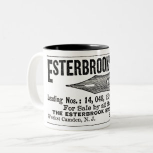 1886 ESTERBROOK STEEL PENS WERBUNG ZWEIFARBIGE TASSE