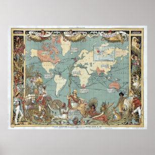 1886 Karte der Welt - Britisches Reich Poster