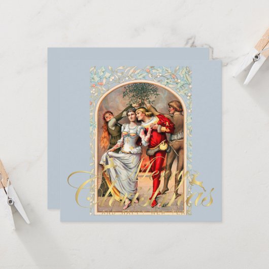 1886 Paare in mittelalterlichen Kostümen unter Mis Karte (Vorderseite/Rückseite Beispiel)