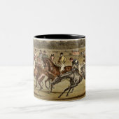 1886 Steeplechase Racing Art Zweifarbige Tasse (Mittel)