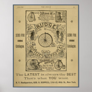 1886 Vintage Rudge Fahrrad Magazin Werbekunst Post Poster
