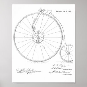 1886 Vintages Fahrrad-Patent Art Printwerbung Poster