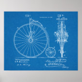 1887 Entwurf des Hoch-Rad-Fahrraddesigns Kunst Dru Poster (Vorne)