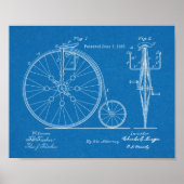 1887 Entwurf des Hoch-Rad-Fahrraddesigns Kunst Dru Poster (Vorne)