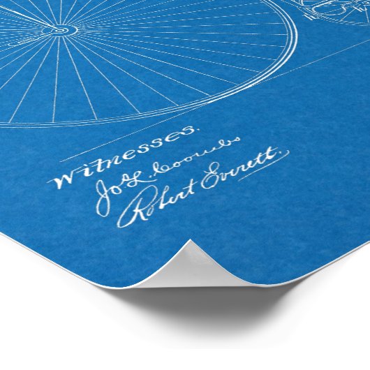 1887 Entwurf des Hoch-Rad-Fahrraddesigns Kunst Dru Poster (Ecke)