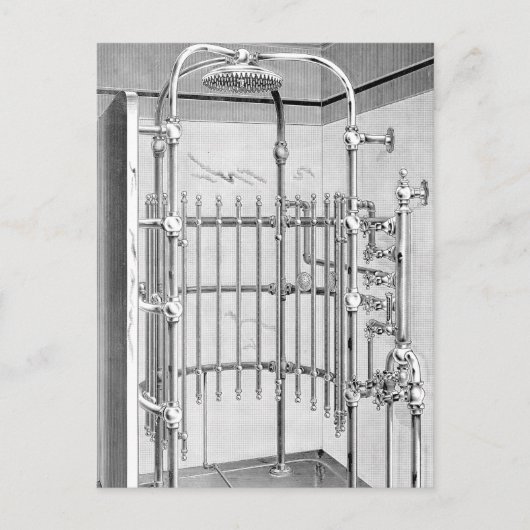 1887 erweiterte Badezimmer Dusche Postkarte (Vorderseite)