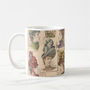 1887 französische viktorianische Hut-Modeplatte Kaffeetasse