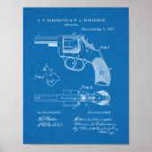 1887 Gun Revolver Patent Art Zeichnend Print Poster (Vorne)