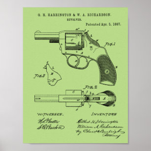 1887 Gun Revolver Patent Art Zeichnend Print Poster