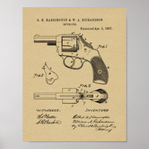 1887 Gun Revolver Patent Art Zeichnend Print Poster