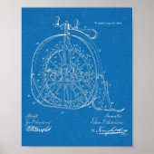 1887 Ice High Wheeler Bicycle Design Patent Print Poster (Vorne)