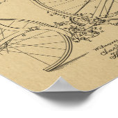 1887 Vintages Fahrraddesign Patentschrift Art Prin Poster (Ecke)