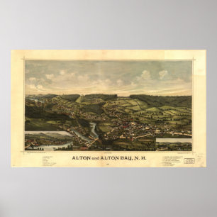 1888 Alton & Alton Bay, NH Birds Eye Panoramakarte Poster