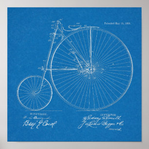 1888 High Wheeler Fahrrad Design Patent Kunst Druc Poster