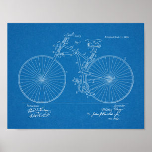 1888 Vintage Fahrrad Design Patent Kunst Druck Poster