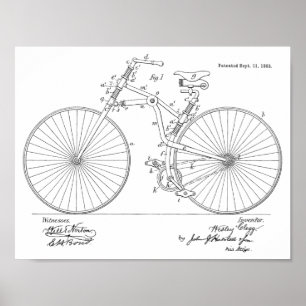 1888 Vintage Fahrrad Design Patent Kunst Druck Poster