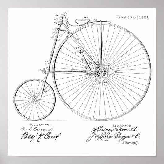 1888 Vintages Fahrrad-Patent Art Printwerbung Poster (Vorne)