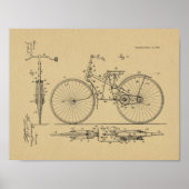 1888 Vintages Fahrraddesign Patentschrift Art Prin Poster (Vorne)