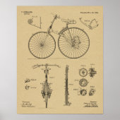 1889 Chainless Bicycle Patent Art Zeichnend Print Poster (Vorne)