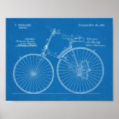 1889 Chainless Bicycle Patent Art Zeichnend Print Poster (Vorne)