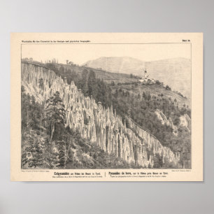 1889 Erdpyramiden am Ritten Vintage Tiroler Kunst Poster