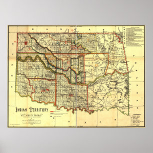 1889 Inder-Gebiets-Karte Poster