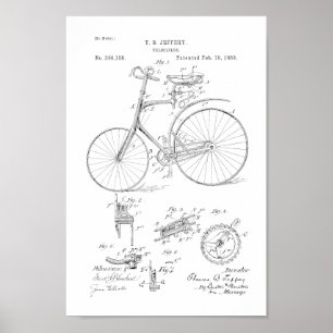 1889 Vintages Fahrrad Velocipede Patent Art Printw Poster