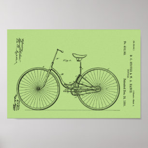 1889 Vintages Fahrradpatent drucken Poster