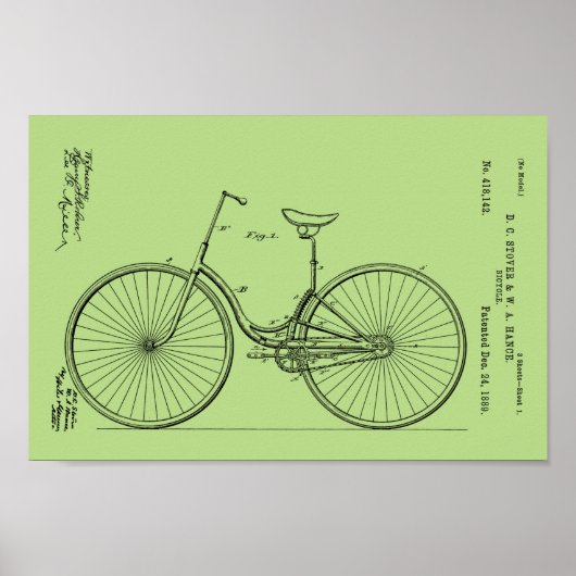 1889 Vintages Fahrradpatent drucken Poster (Vorne)