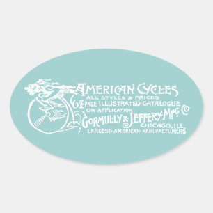 1890 Amerikanische Zyklen Ovaler Aufkleber