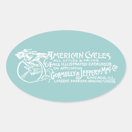 1890 Amerikanische Zyklen Ovaler Aufkleber (Vorderseite)