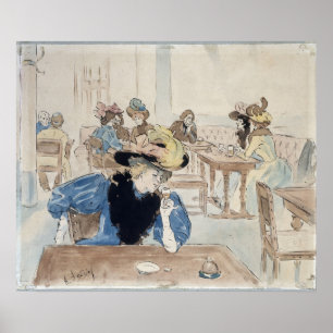 1890 Au Cafe Vintage Französischer Pariser Kunst D Poster