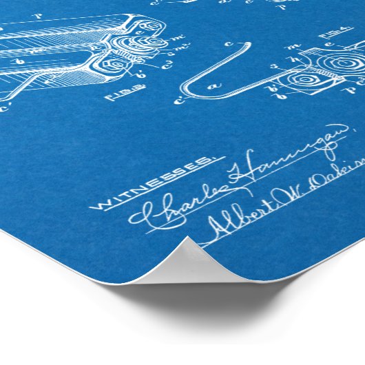 1890 Bicycle High Wheeler Pedal Design Patent Art Poster (Ecke)