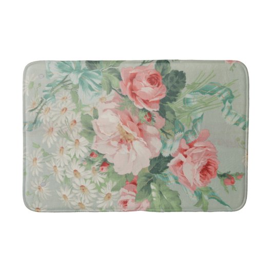 1890 Britische Vintage Fabric Rose & Daisies Badematte (Vorderseite)
