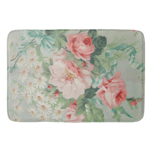 1890 Britische Vintage Fabric Rose & Daisies Badematte