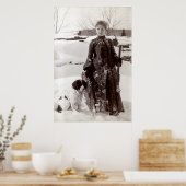 1890 Frau und ihr Jagdhund in der Bretagne Poster (Küche)