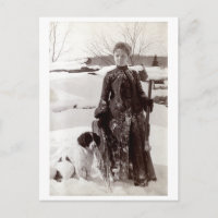 1890 Frau und ihr Jagdhund in der Bretagne