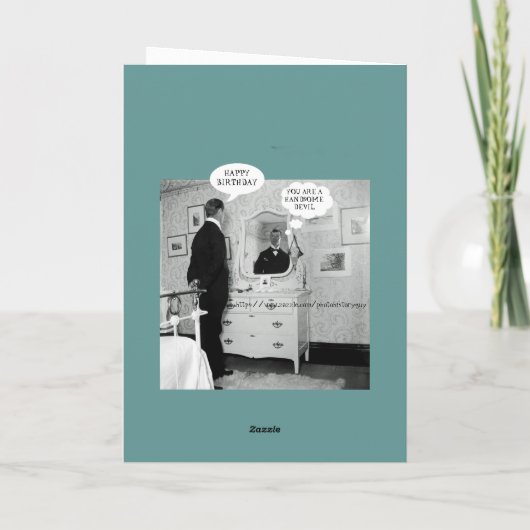 1890 MANN MIRROR REFLECTION FUNNY SPEECH BUBBLE KARTE (Rückseite)