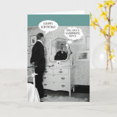 1890 MANN MIRROR REFLECTION FUNNY SPEECH BUBBLE KARTE (Gelbe Blume)