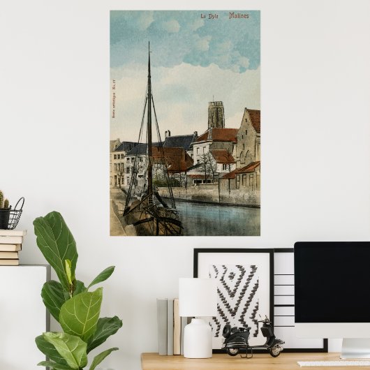 1890 Mechelen Malines Dyle River Poster (Heimbüro)