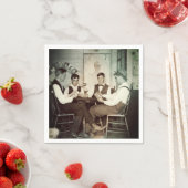 1890 Poker Game Men Gambling Cards Man Cave Foto Serviette (Beispiel)