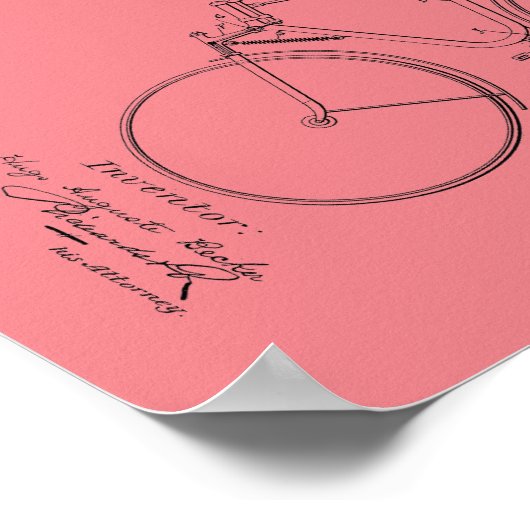 1890 Vintage Fahrradpatentausgabe individuell gest Poster (Ecke)