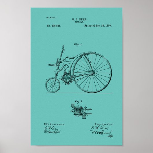 1890 Vintage Fahrradpatentausgabe individuell gest Poster (Vorne)