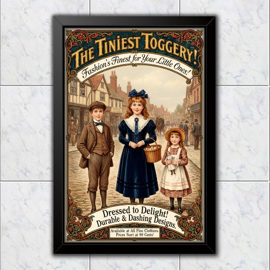 1890 Vintage Kleinste Toggery Kleiderwerbung Poster